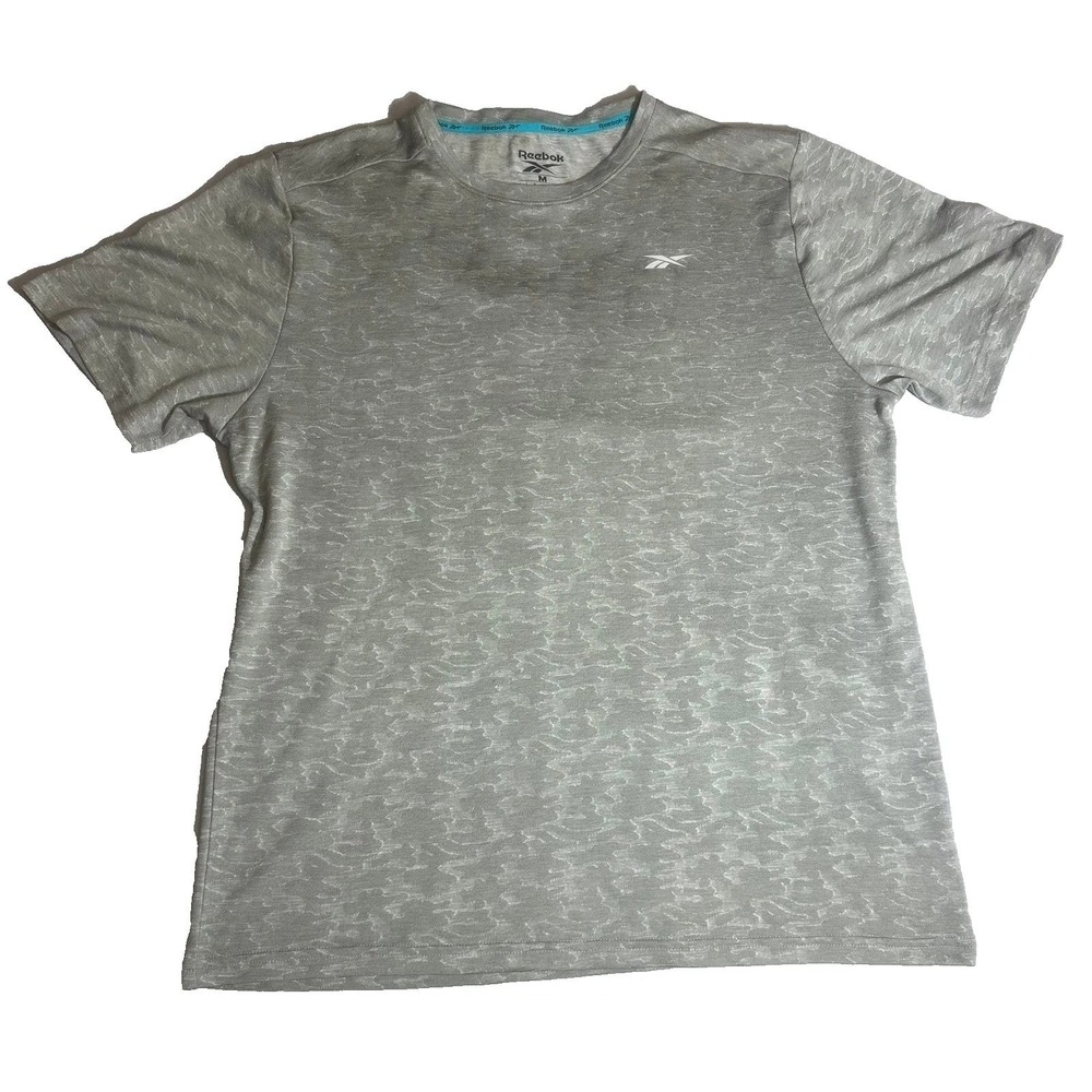 Reebok Mens M Camo Speedwick Graphic Tee Grey Training Gym Athletic T-Shirt